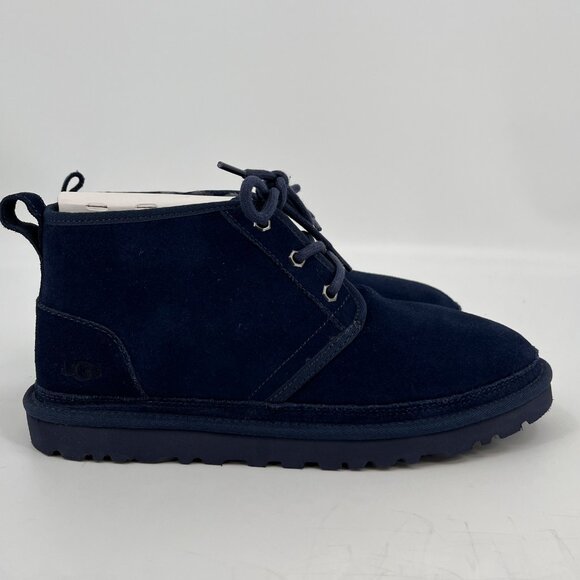 UGG Neumel Classic Suede Boots Size 10 Blue Lace Up Sheepskin Lined - Picture 2 of 13